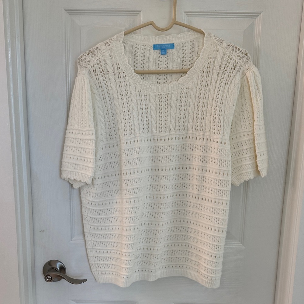 Draper James Ivory Crochet Knit Top
